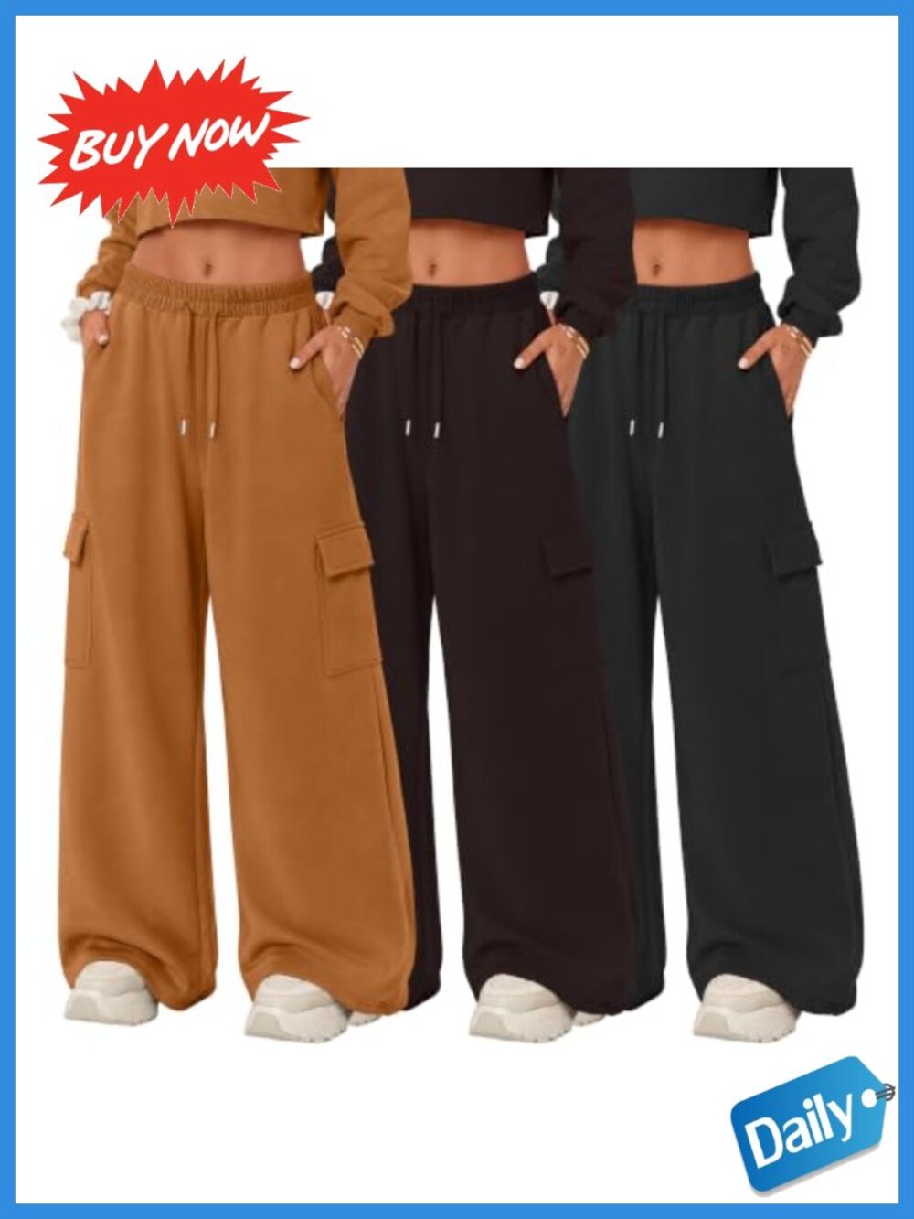 3 Pack Women's Wide Leg Baggy Sweatpants with Pockets